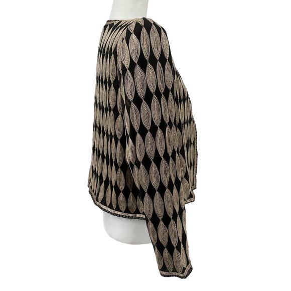VTG Stenay Black/Gold/Cream Silk Jacket WMNS L Wheat Diamond Embroidered Lined - Picture 6 of 10